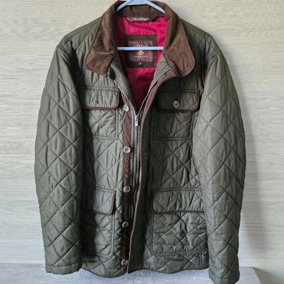 Robert Talbott Willow Creek Quilted Chore Coat Olive Button Zip Jacket Size M - Picture 1 of 16
